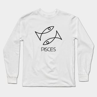 Pisces Doodle Line Art Long Sleeve T-Shirt